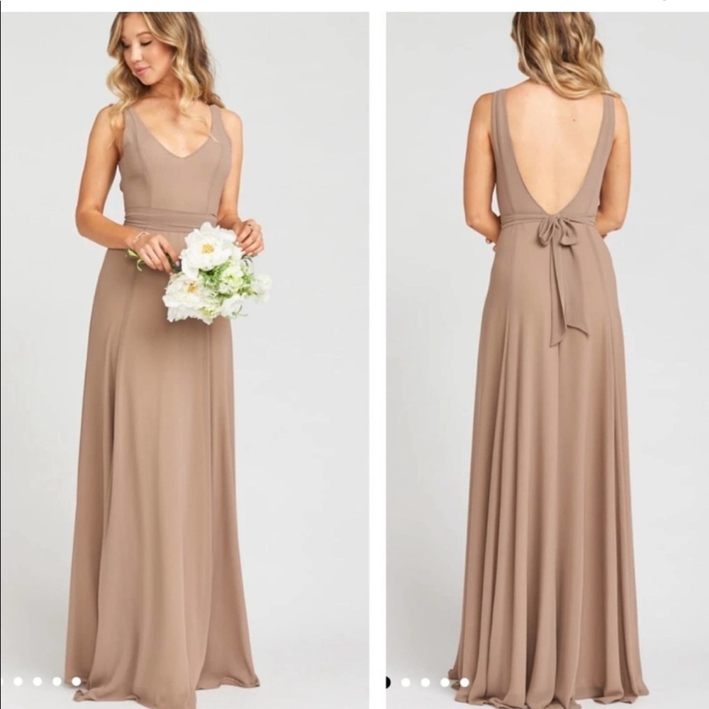 SHOW ME YOUR MUMU Women’s Small Mauve Pink Ruffle Strap “Jenn” Maxi Dress